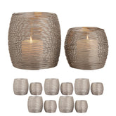 Julia - photophore - doré ou argenté - aluminium - ø 15/13 x H 18/15 cm